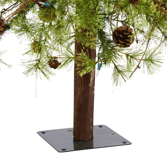 5ft. Pre-Lit Wyoming Alpine & Pinecone Artificial Christmas Tree, Clear LED Lights